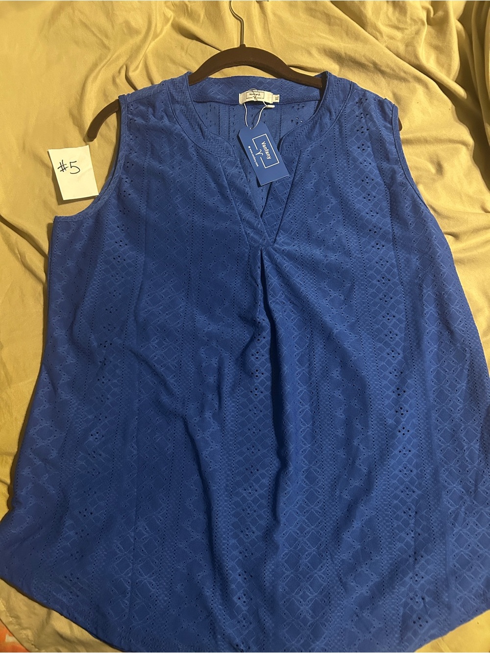 Sleeveless Eyelet V-Neck Camisole in Royal Blue